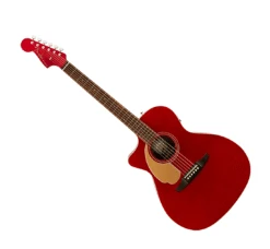 Fender Newporter Player Acoustic Electric Guitar Left-Handed Candy Apple Red Pro-SCM Professional Setup