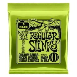 Ernie Ball 3221 Regular Slinky Nickel Wound Electric Guitar Strings 3 Pack 10-46
