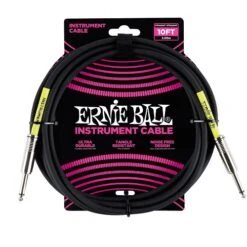 Ernie Ball 10′ Straight/Straight Instrument Cable – Black