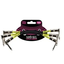 Ernie Ball 6″ Angle / Angle Patch Cable 3-Pack Black