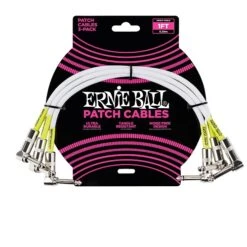 Ernie Ball 1′ Angle / Angle Patch Cable 3-Pack White
