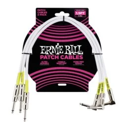 Ernie Ball 1.5′ Straight / Angle Patch Cable 3-pack White