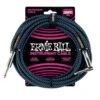 Ernie Ball 25′ Braided Straight / Angle Instrument Cables Black / Blue