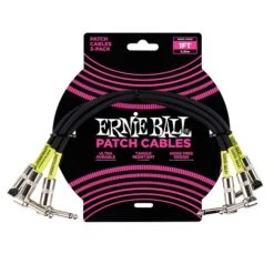 Ernie Ball 1′ Angle / Angle Patch Cable 3-Pack Black 6075