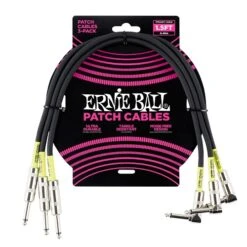 Ernie Ball 1.5′ Straight / Angle Patch Cable 3-Pack Black