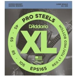 D’Addario EPS165 ProSteels Bass Guitar Strings, Custom Light, 45-105, Long Scale