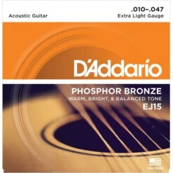 DAddario EJ15 Acoustic Guitar Strings 10 To 47 Phosphor Bronze String Set