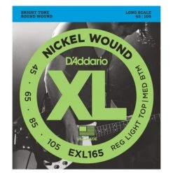 DAddario EXL165 Nickel, Custom Light, 45-105, Long Scale Bass Strings