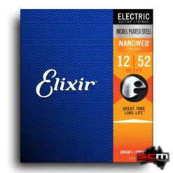 Elixir 12152 Nanoweb Electric Guitar String Set 12-52 Long Life Guitar Strings For Down Tuning