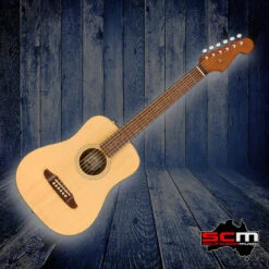 Fender Redondo Mini Acoustic Guitar Natural Satin Finish With Gig Bag Pro-SCM Setup