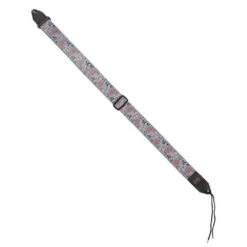 50mm Blue Floral Cotton Guitar Strap With Leathertabs