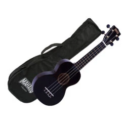 MAHALO Rainbow Series Soprano Ukulele MR1BK Black Finish Aquila Strings & Gig Bag