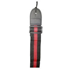 2″ Red Striped Guitar Strap With Leather Ends For Acoustic Electric Or Bass