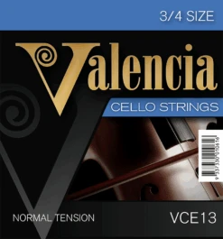Valencia Cello Strings String Set 3/4 Three Quarter Size Steel With Ball End VCE13