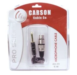 Carson Pro Series Microphone Cable 6m (20ft) XLR F To 6.35mm Phono Mic Lead