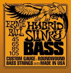 Ernie Ball 4-string Hybrid Slinky Bass Guitar Strings 2833 Roundwound 45-105 Gauge