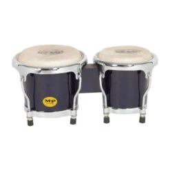 Percussion 4-5″ Inch Black Mini Bongo Drums Pair Natural Skins Bongos