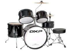DXP 5 PIECE BLACK JUNIOR DRUM KIT CYMBALS + BONUS STOOL & DRUM STICKS INCLUDED