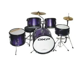 DXP 5 PIECE PURPLE JUNIOR DRUM KIT CYMBALS – BONUS STOOL & DRUM STICKS INCLUDED