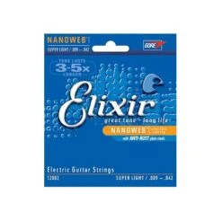 ELIXIR 9-42 STRING SET LONG LIFE LIGHT ELECTRIC GUITAR STRINGS NANOWEB 9 – 42