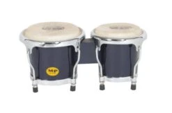 PERCUSSION 4-5″ Inch BLUE MINI BONGO DRUMS PAIR NATURAL SKINS BONGOS