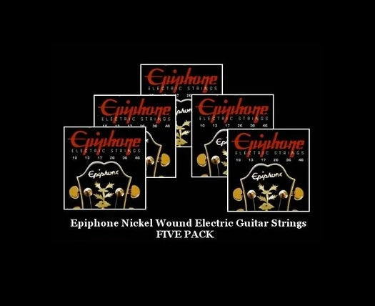 ELECTRIC GUITAR STRINGS NICKEL WOUND BY EPIPHONE 5 SETS TOTAL 1 ELECTRIC GUITAR STRINGS NICKEL WOUND BY EPIPHONE 5 SETS TOTAL