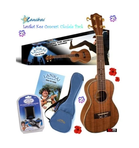 LANIKAI KOA CONCERT UKULELE PACK UKE PACKAGE With ACCESSORIES 1 LANIKAI KOA CONCERT UKULELE PACK UKE PACKAGE With ACCESSORIES