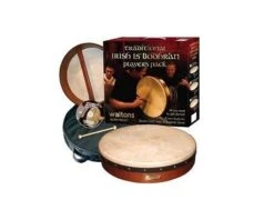 WALTONS 15 INCH DWP19415 BODHRAN IRISH DRUM GOAT SKIN W BEATER – DVD & GIG BAG