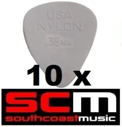 10 X .38mm NYLON GREY GUITAR PICKS By JIM DUNLOP 10 X PLECTRUMS