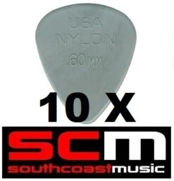 10 X .60mm NYLON GREY GUITAR PICKS By JIM DUNLOP 10 X PLECTRUMS