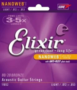 LONG LIFE ACOUSTIC GUITAR STRINGS LIGHT 12-53 BRONZE ELIXIR STRING SET
