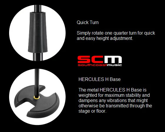 Hercules MS202B Microphone Stand With H-Shaped Base & Quik Clutch Height Adjustment 2 Hercules MS202B Microphone Stand With H-Shaped Base & Quik Clutch Height Adjustment - Image 2