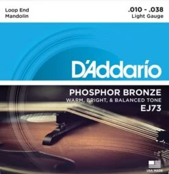 Daddario EJ73 Mandolin String Set 10-38 Phosphor Bronze Light Strings
