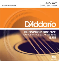 3 X Sets DAddario EJ15 Acoustic Guitar Strings 10 To 47 Phosphor Bronze String Set