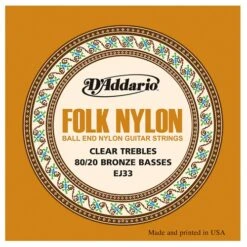 DAddario EJ33 Folk Guitar Nylon Ball End Strings 80 20 Bronze Clears Trebles