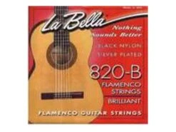 LA Bella 240 820B Classical Black Nylon Flamenco Strings Brilliant Silver Plated