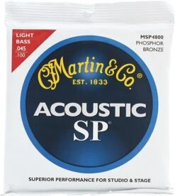 Martin MSP 4800 Acoustic Bass Guitar Strings Set 45 To 100 Phosphor Bronze Light