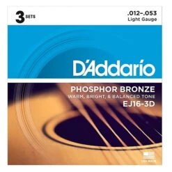 D’ADDARIO EJ16-3D 3 SET DADDARIO PHOSPHOR STRING ACOUSTIC GUITAR STRINGS 12-53