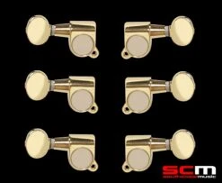 Acoustic & Electric Guitar MACHINE HEADS Set Of Six 3-a-side Gold Diecast Housing