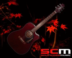 Takamine EF340SC STR Cutaway Acoustic-Electric Guitar Translucent Red Finish Made In Japan