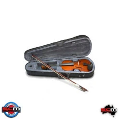 Valencia SV110 1/8 One Eighth Size Student Violin Outfit With Case, Bow And Rosin – Factory Setup