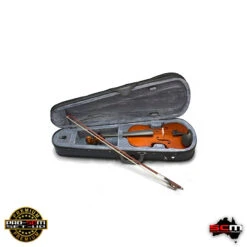 Valencia SV110 1/8 One Eighth Size Student Violin Outfit With Case, Bow And Rosin Premium PRO-SCM Setup