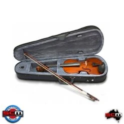 Valencia SV112 1/2 Half Size Student Violin Outfit With Case, Bow And Rosin – Factory Setup
