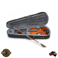 Valencia SV112 1/2 Half Size Student Violin Outfit With Case, Bow And Rosin PREMIUM PRO-SCM Setup