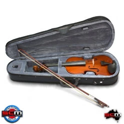 Valencia SV114 4/4 Full Size Student Violin Outfit With Case, Bow And Rosin – Factory Setup